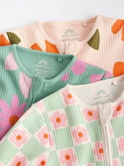 Grün, Blume - Baby-Schlafanzüge mit 2-Wege-Reißverschluss und Floral-Print aus 100 % Baumwolle im 3er-Pack (0 Monate bis 2 Jahre) - Bild 8 von 11