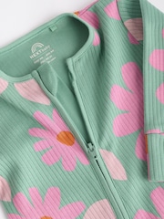 Grün, Blume - Baby-Schlafanzüge mit 2-Wege-Reißverschluss und Floral-Print aus 100 % Baumwolle im 3er-Pack (0 Monate bis 2 Jahre) - Bild 9 von 11