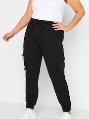 Yours Curve Black Cargo Joggers - Image 1 of 5