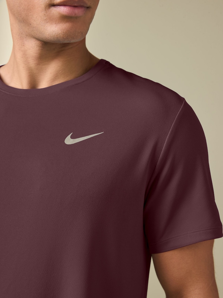 Nike Burgundy Crush Dri-FIT Miler Running T-Shirt - Image 2 of 3