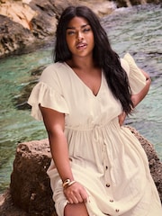 Yours Curve Stone Brown Boho Maxi Dress - Image 1 of 7