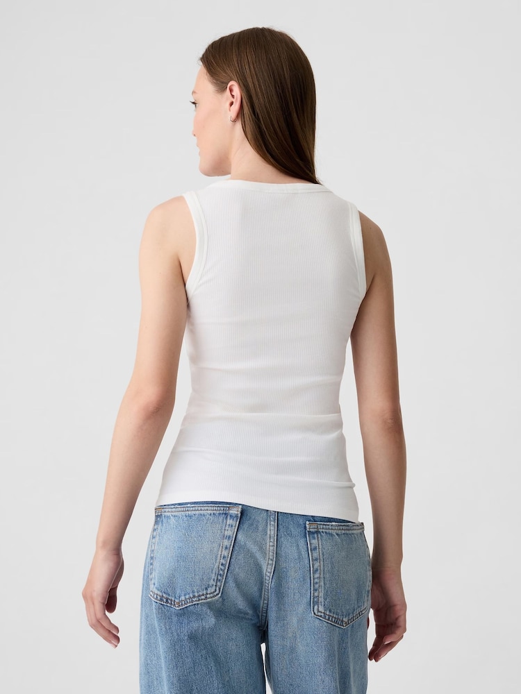 Gap White Soft Ribbed Sleeveless Vest Top - Image 2 of 5