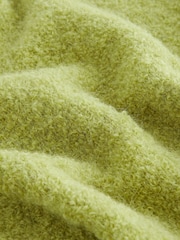 Green Olive Premium V-Neck Boucle Knitted Jumper with Wool - Image 5 of 7