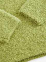 Green Olive Premium V-Neck Boucle Knitted Jumper with Wool - Image 6 of 7