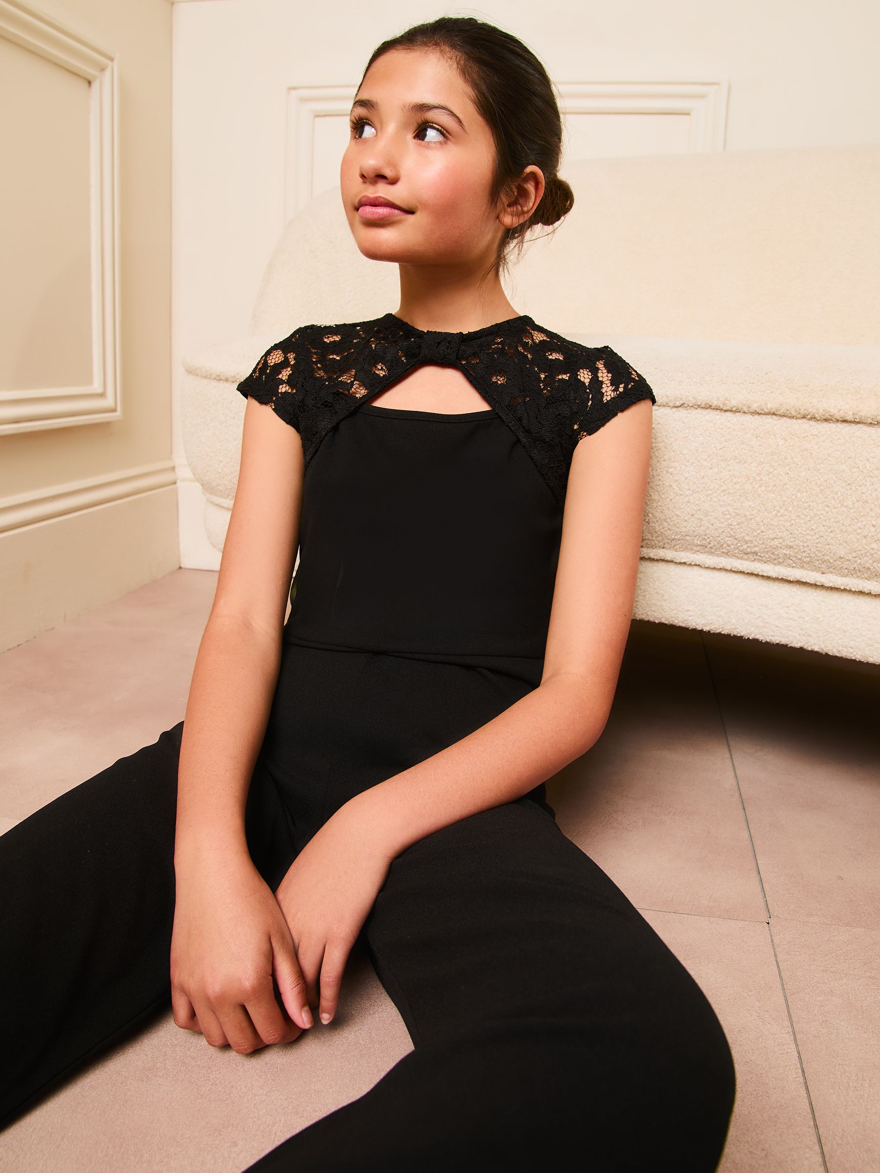 Buy Lipsy Black Lace Yoke Jumpsuit 5 16yrs from the Next UK online shop