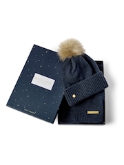 Katie Loxton Blue Boxed Fine Knitted Hat & Scarf Set - Image 3 of 4