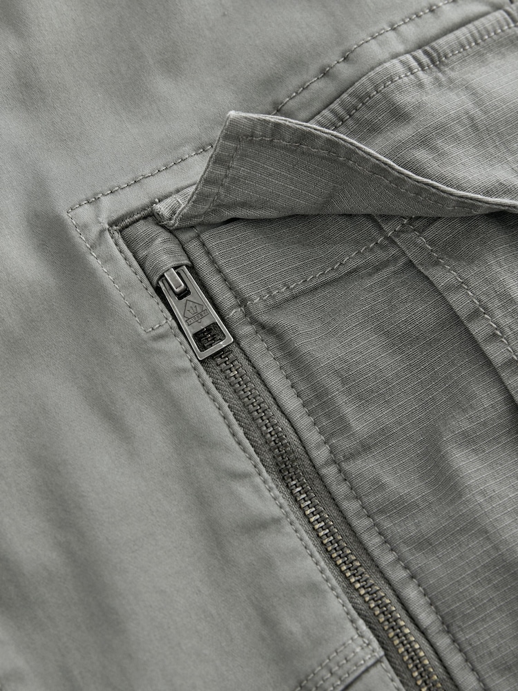 Pale Green Slim Fit Zip Detail Stretch Cargo Trousers - Image 10 of 11