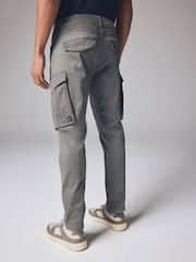 Pale Green Slim Fit Zip Detail Stretch Cargo Trousers - Image 3 of 11