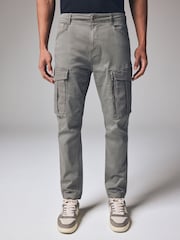 Pale Green Slim Fit Zip Detail Stretch Cargo Trousers - Image 4 of 11