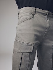 Pale Green Slim Fit Zip Detail Stretch Cargo Trousers - Image 6 of 11