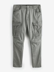 Pale Green Slim Fit Zip Detail Stretch Cargo Trousers - Image 7 of 11