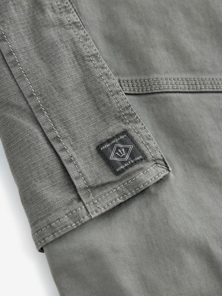 Pale Green Slim Fit Zip Detail Stretch Cargo Trousers - Image 9 of 11