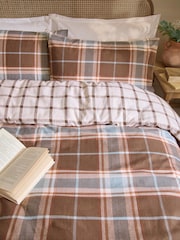 Wylder Nature Chocolate Berry Brushed Cotton Braemar Check Reversible Duvet Set - Image 2 of 3