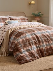 Wylder Nature Chocolate Berry Brushed Cotton Braemar Check Reversible Duvet Set - Image 3 of 3