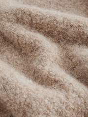 Camel Neutral Premium V-Neck Boucle Knitted Jumper with Wool - Image 6 of 7