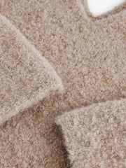 Camel Neutral Premium V-Neck Boucle Knitted Jumper with Wool - Image 7 of 7
