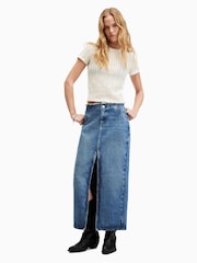 AllSaints Blue Cyra Maxi 100% Cotton Skirt - Image 1 of 7
