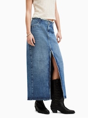 AllSaints Blue Cyra Maxi 100% Cotton Skirt - Image 4 of 7