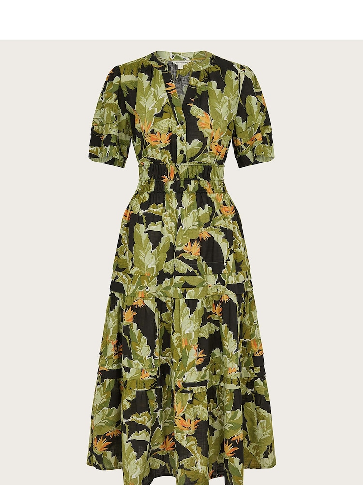 Monsoon Black 100% Cotton Print Carmina Dress - Image 6 of 6