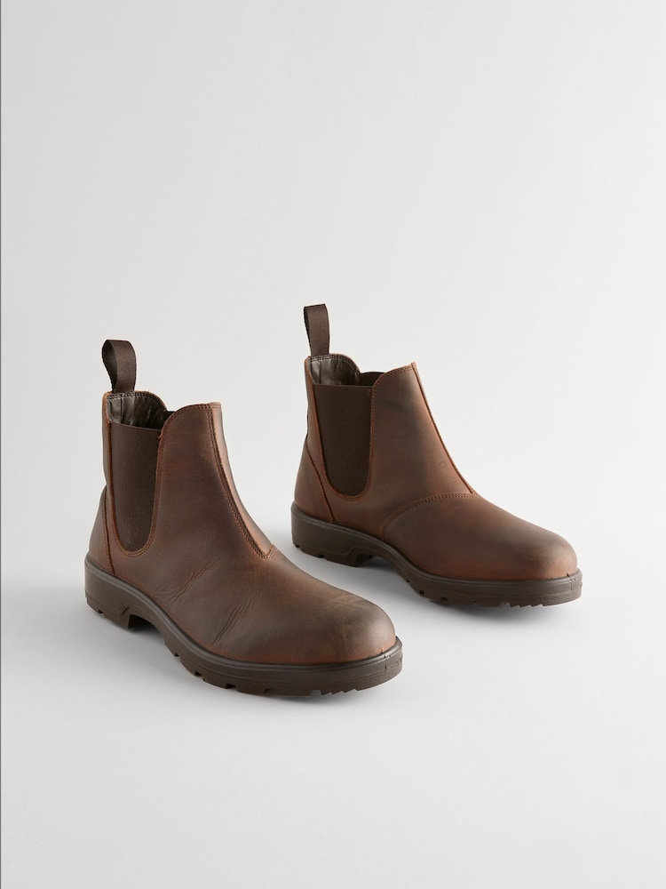 Marrón - Botas Chelsea con diseño impermeable de cuero - Imagen 2 de 6
