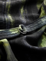 Green Abstract Blur Print Long Sleeve Batwing Midi Dress - Image 8 of 8