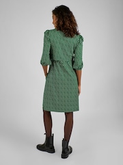 JoJo Maman Bébé Green Geo Round Neck Double Layer Maternity & Nursing Dress - Image 3 of 4