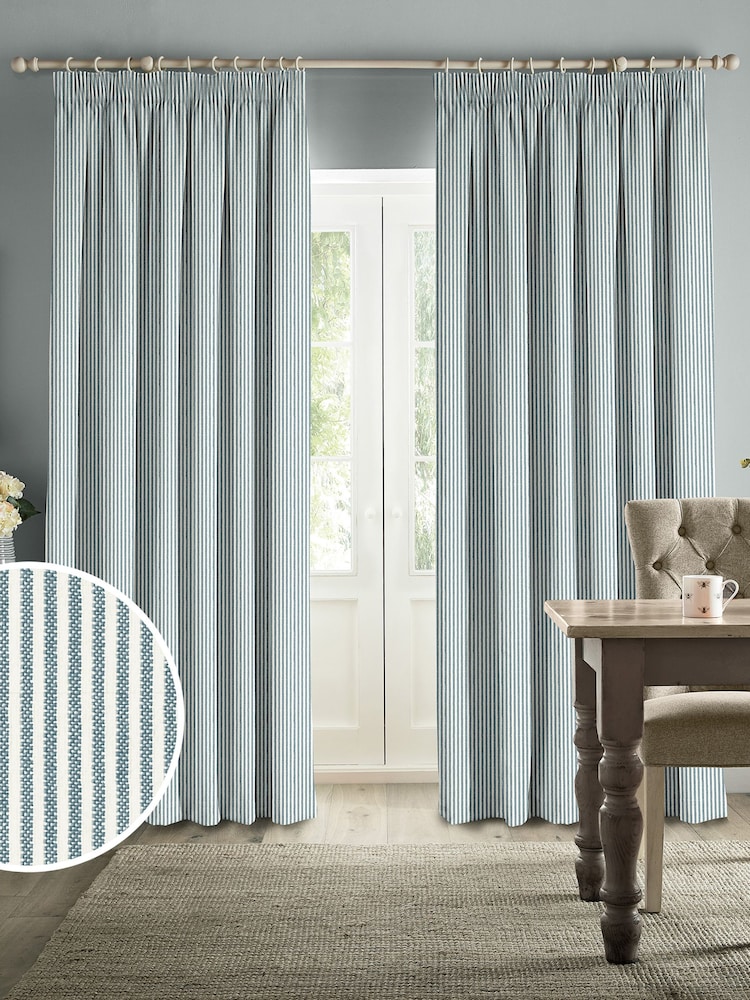 Sophie Allport Blue Stamford Stripe Made to Measure 100% Cotton Curtains - Image 1 of 6