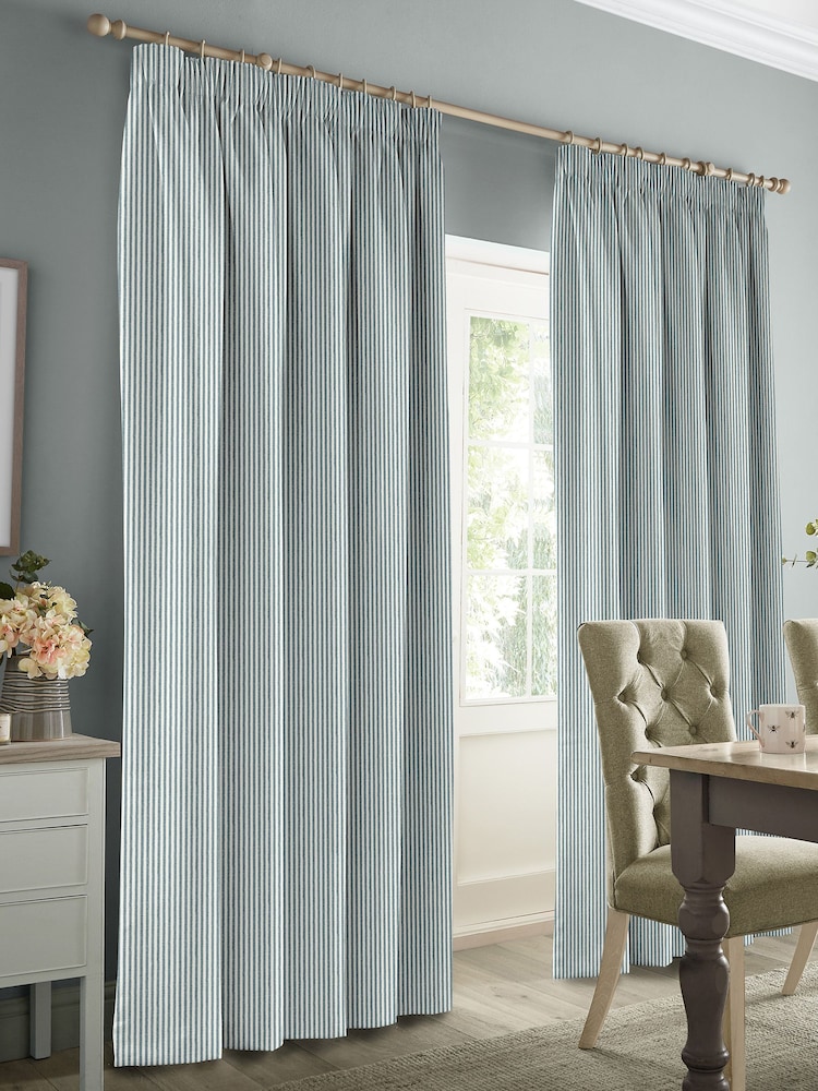 Sophie Allport Blue Stamford Stripe Made to Measure 100% Cotton Curtains - Image 2 of 6