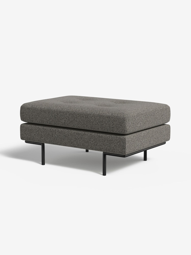MADE.COM Basket Weave Dark Natural Harlow Footstool - Image 1 of 3
