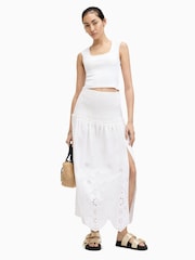 AllSaints White Alex Embroidered 100% Cotton Skirt - Image 1 of 6