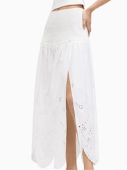 AllSaints White Alex Embroidered 100% Cotton Skirt - Image 3 of 6