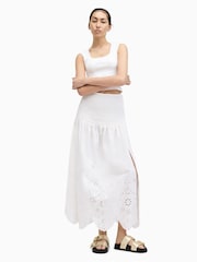 AllSaints White Alex Embroidered 100% Cotton Skirt - Image 4 of 6