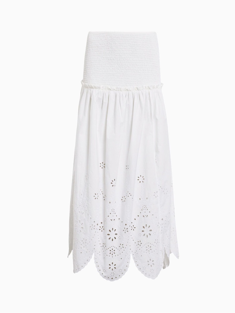 AllSaints White Alex Embroidered 100% Cotton Skirt - Image 6 of 6
