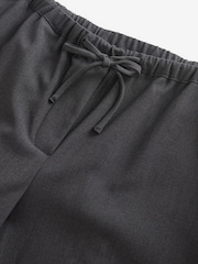 Charcoal Grey Drawstring Waist Tie Front Wide Leg Trousers - Image 6 of 7