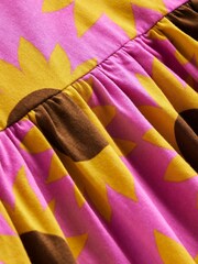 Boden Pink 100% Cotton Sunflower Short Sleeved Fun Jersey Dress - Image 3 of 4