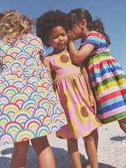 Boden Pink 100% Cotton Sunflower Short Sleeved Fun Jersey Dress - Image 4 of 4