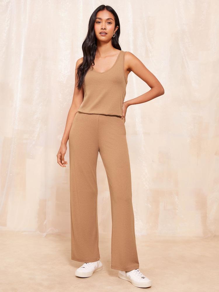 Friends Like These Camel Sleeveless Soft Jersey Co Ord Vest - Image 2 of 4