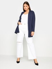 Yours Curve Navy Blue Longline Blazer - Image 2 of 6