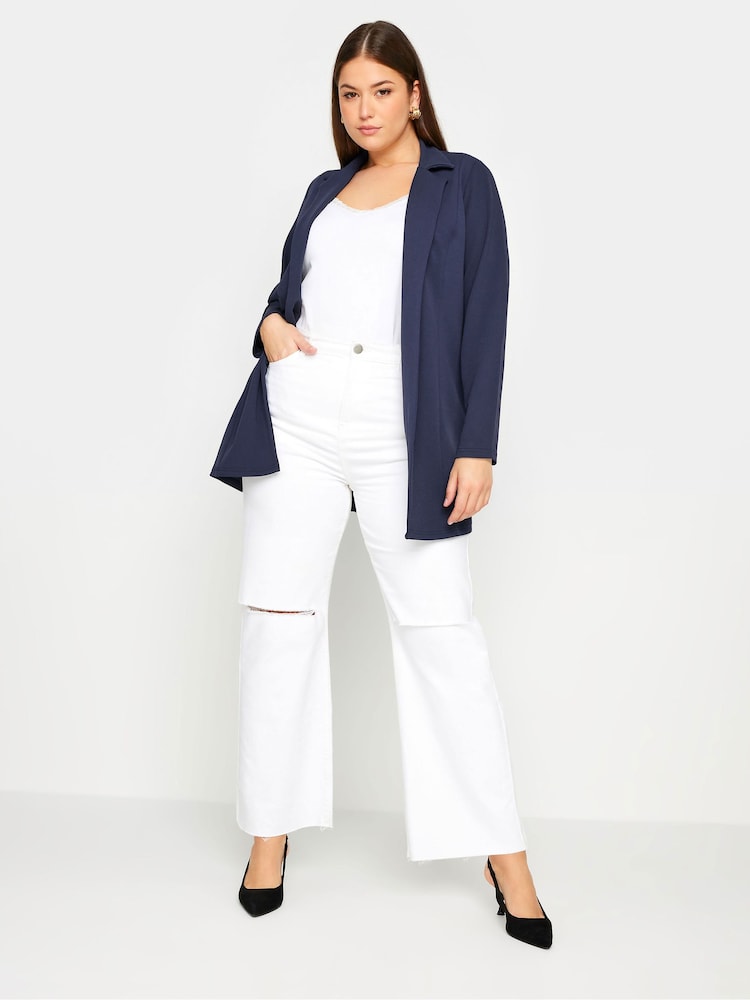 Yours Curve Navy Blue Longline Blazer - Image 2 of 6