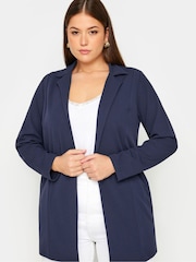Yours Curve Navy Blue Longline Blazer - Image 4 of 6