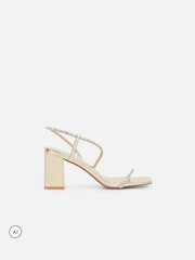 Simmi London Gold Maxine Diamante Blocked Heel Sandals - Image 2 of 4