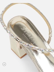 Simmi London Gold Maxine Diamante Blocked Heel Sandals - Image 3 of 4