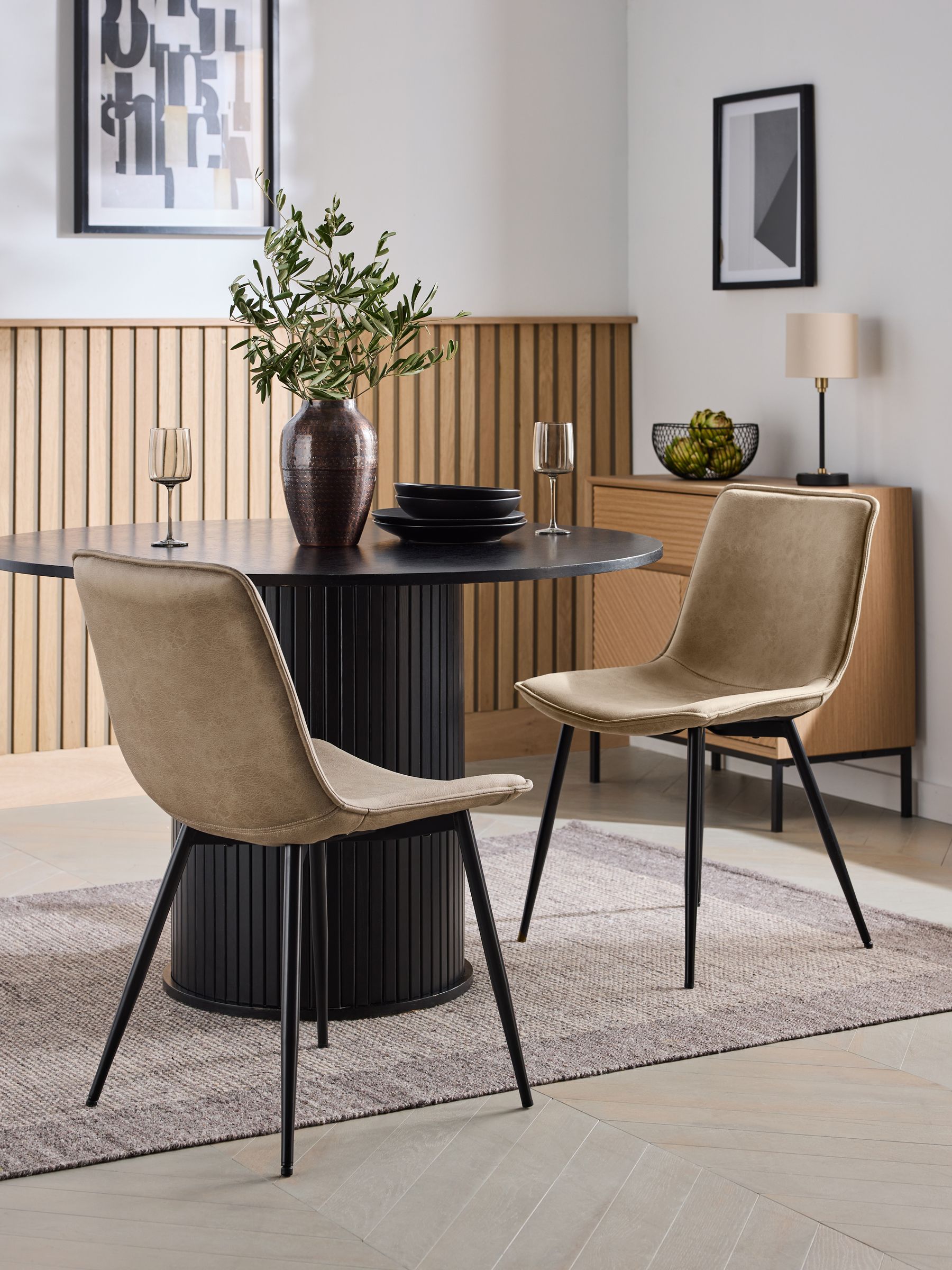 Buy Set of 2 Monza Faux Leather Mink Sawyer Dining Chairs from the