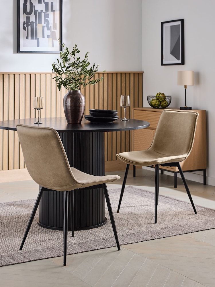 Set of 2 Monza Faux Leather Mink Sawyer Dining Chairs - Image 1 of 8
