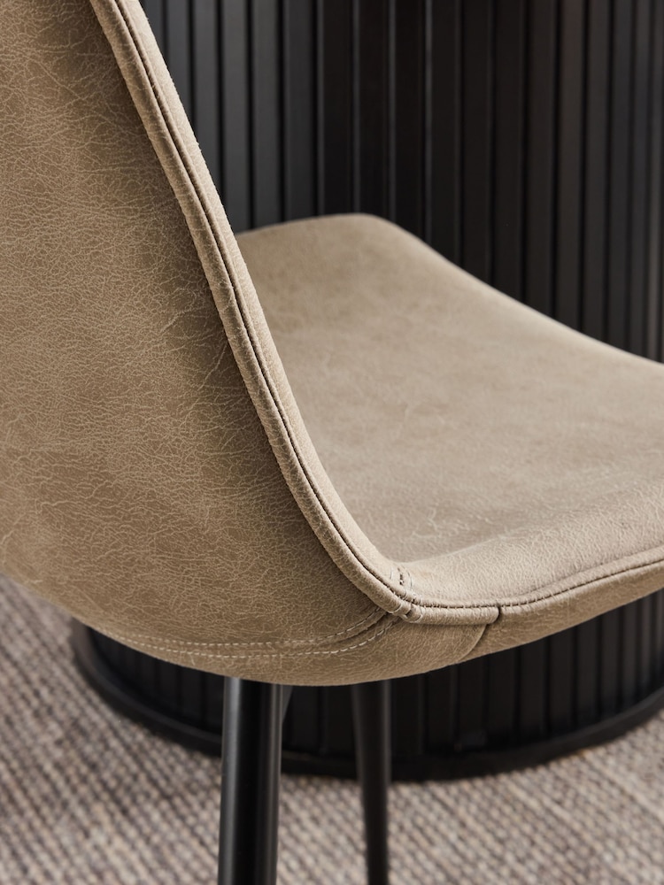 Set of 2 Monza Faux Leather Mink Sawyer Dining Chairs - Image 2 of 8