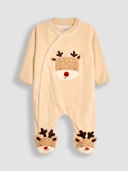 Piedra - JoJo Maman Bébé Cotton Christmas Zip Appliqué Sleepsuit - Imagen 5 de 6