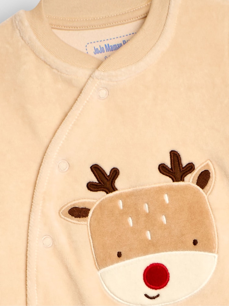Piedra - JoJo Maman Bébé Cotton Christmas Zip Appliqué Sleepsuit - Imagen 6 de 6
