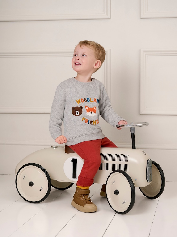 JoJo Maman Bébé Grey Marl Woodland Friends Appliqué Sweatshirt - Image 1 of 5
