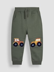 JoJo Maman Bébé Khaki Green Tractor Appliqué Pet in Pocket Knee Joggers - Image 1 of 4