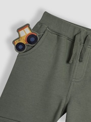 JoJo Maman Bébé Khaki Green Tractor Appliqué Pet in Pocket Knee Joggers - Image 3 of 4